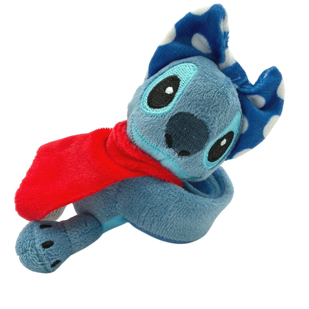 Disney Stitch Plush Slap Bracelet Bullsitoy Red Cape Blue Polka Dot Bow 8.5"